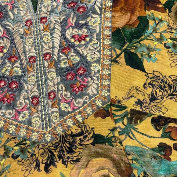 Soft Surroundings Miranda Mixte Tunic Top‎ Women's XL Viscose Embroidered Gold - Picture 6 of 11